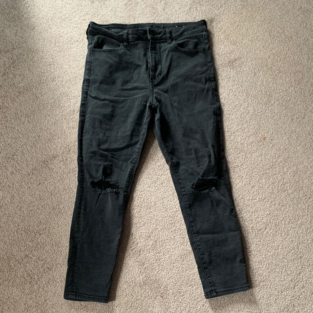 American Eagle Outfitters Black Ripped Skinny Jeans